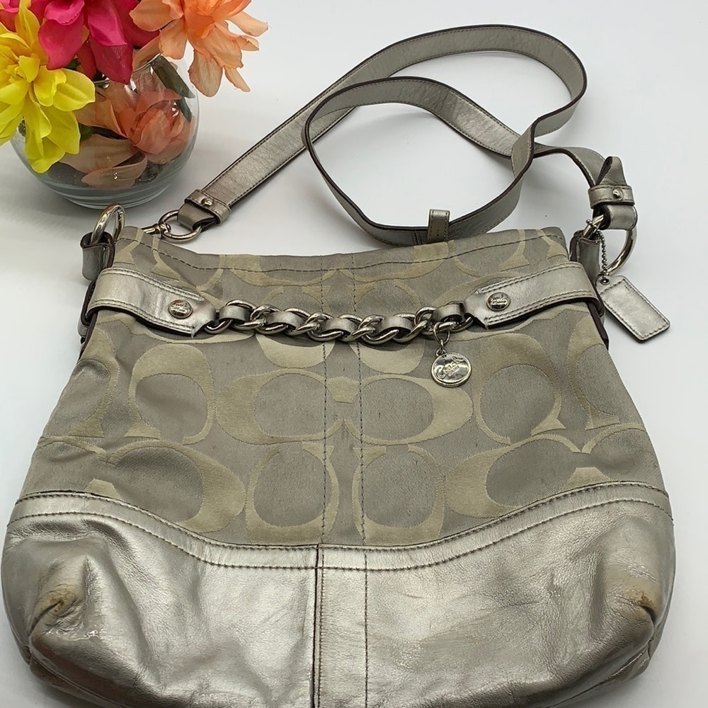 Coach Gold Canvas leather crossbody bag. CP9965